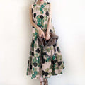 Bohemian Sleeveless Summer Dresses Women, Floral Printed Sundress, Casual Fashion Ruffles Hem Long Vestido