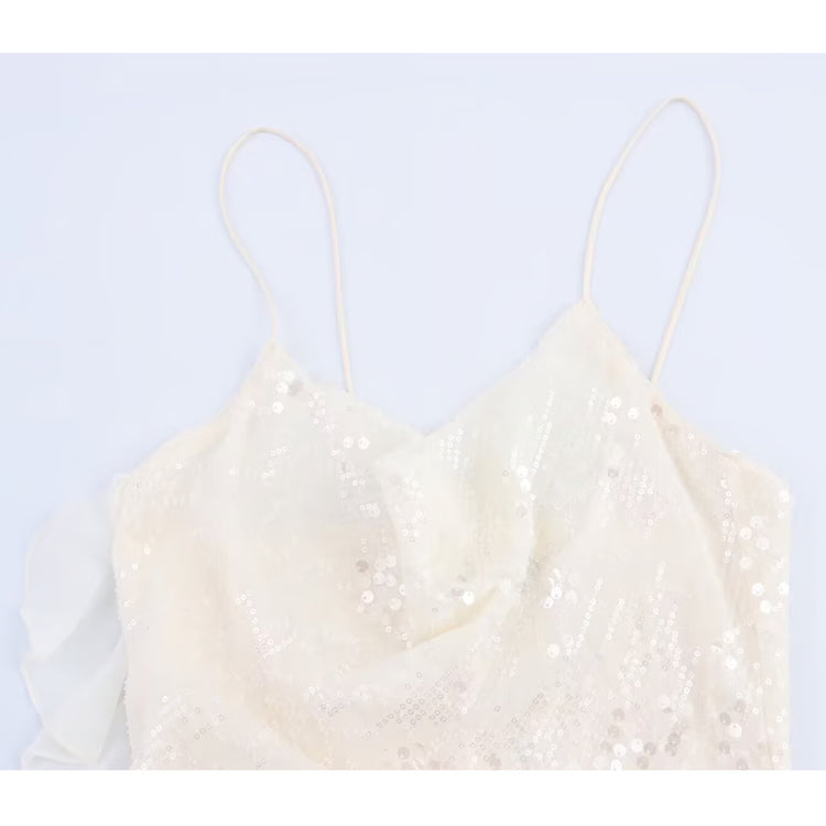 Sequin Mini Dress Woman, Sexy Slip Party Dresses for Women, Summer Backless Women's Dress, Straps Beach Short Dresses