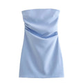 Dress Women Off Shoulder Corset Short Dresses, Ruched Backless Bodycon, Blue Black White Sexy Party Dresses for Women