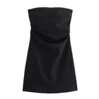 Dress Women Off Shoulder Corset Short Dresses, Ruched Backless Bodycon, Blue Black White Sexy Party Dresses for Women