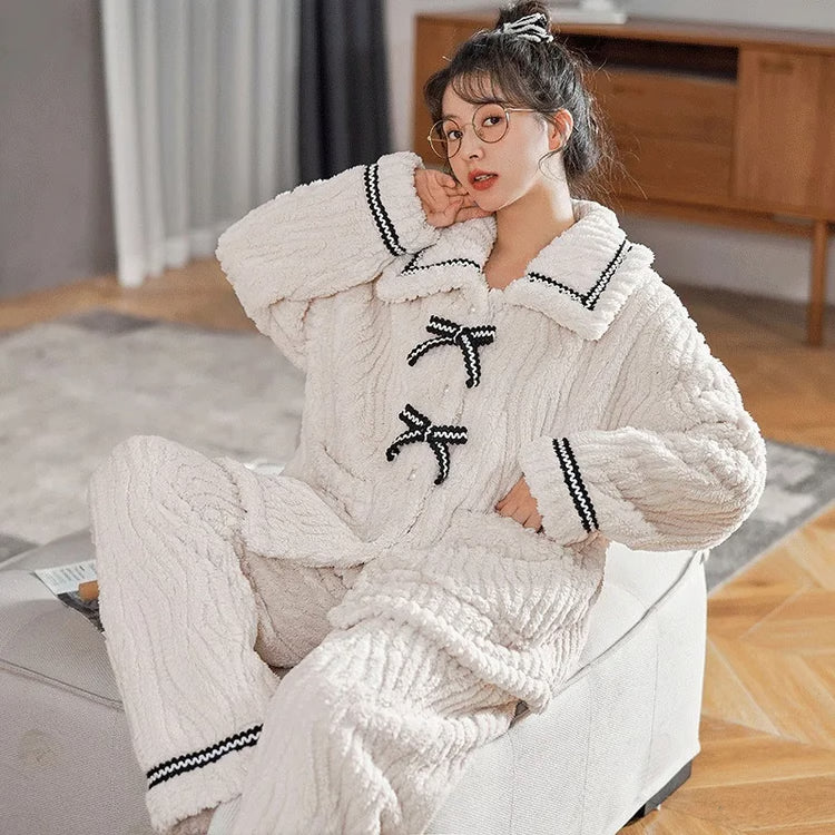 Women's Pajamas Set, Autumn & Winter Home Wear, Padded, Thickened Warm Princess Clothes for Cozy Comfort