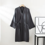 Men's and Women's Kimono Robes, Sleepwear Cotton Yarn Bathrobe, Tied Cardigan Thin Home Clothes, Couple Robes
