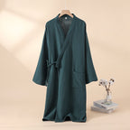 Men's and Women's Kimono Robes, Sleepwear Cotton Yarn Bathrobe, Tied Cardigan Thin Home Clothes, Couple Robes