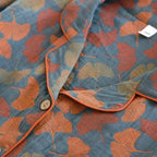 Cotton Crepe Flower Leaves Pajamas Suit for Women, Long-Sleeved Trousers, Two-Piece, Perfect for Spring and Summer