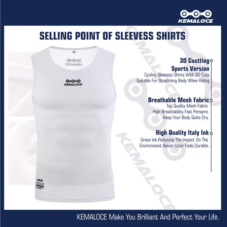 Breathable Cycling Base Layer, Quick Dry MTB Vest, Cool Cycle Sleevess for Summer, White Bike Undershirt
