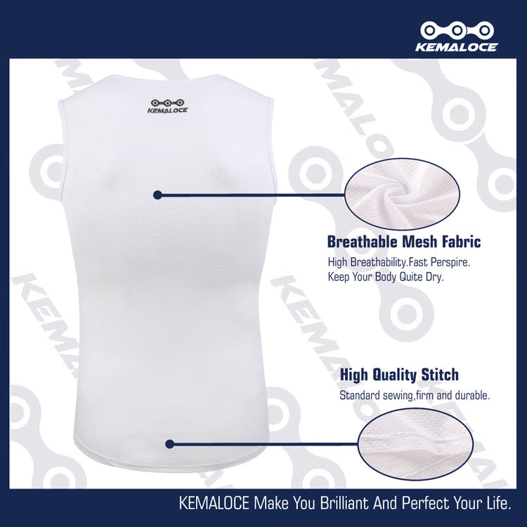 Breathable Cycling Base Layer, Quick Dry MTB Vest, Cool Cycle Sleevess for Summer, White Bike Undershirt