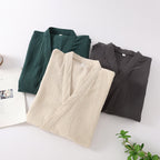 Men's and Women's Kimono Robes, Sleepwear Cotton Yarn Bathrobe, Tied Cardigan Thin Home Clothes, Couple Robes