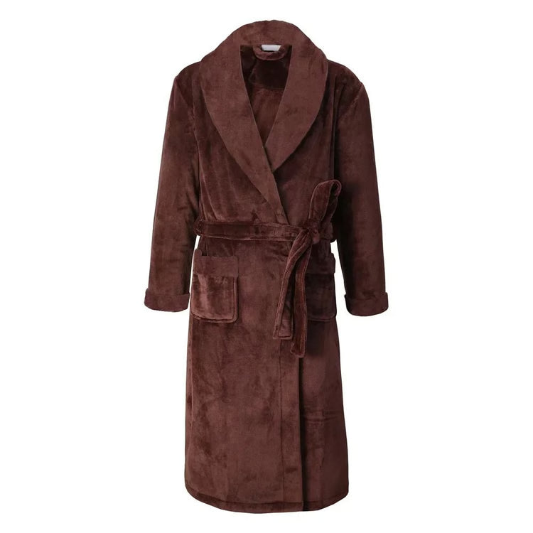 Plus Size Thick Flannel Mens Kimono Bathrobe for Autumn and Winter