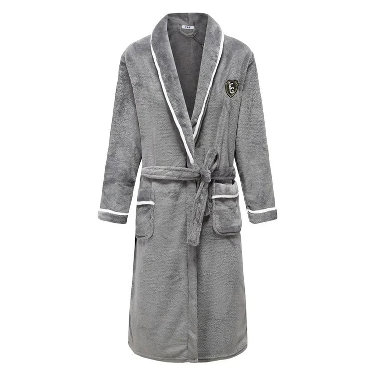 Plus Size Thick Flannel Mens Kimono Bathrobe for Autumn and Winter