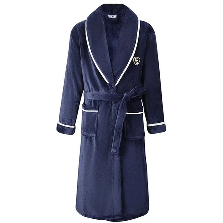 Plus Size Thick Flannel Mens Kimono Bathrobe for Autumn and Winter