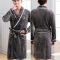 Plus Size Thick Flannel Mens Kimono Bathrobe for Autumn and Winter