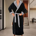 Mens Premium Hooded Flannel Bathrobe – Long Quick-Dry Sleepwear & Soft Fluffy Home Gown