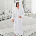 Mens Premium Hooded Flannel Bathrobe – Long Quick-Dry Sleepwear & Soft Fluffy Home Gown