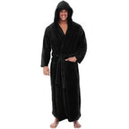 Mens Premium Hooded Flannel Bathrobe – Long Quick-Dry Sleepwear & Soft Fluffy Home Gown